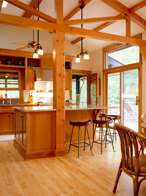 Decorative image of a nice kitchen with a wooden floor.